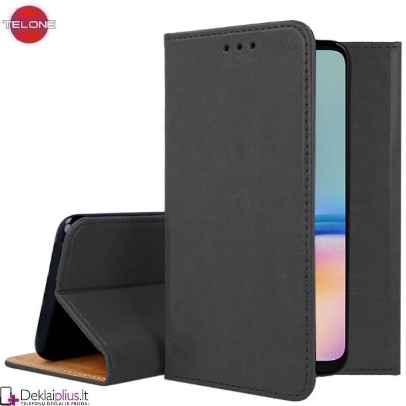 Telone grynos odos dėklas - juodas (Samsung A05S) Telone grynos odos dėklas - juodas (Samsung A05S)